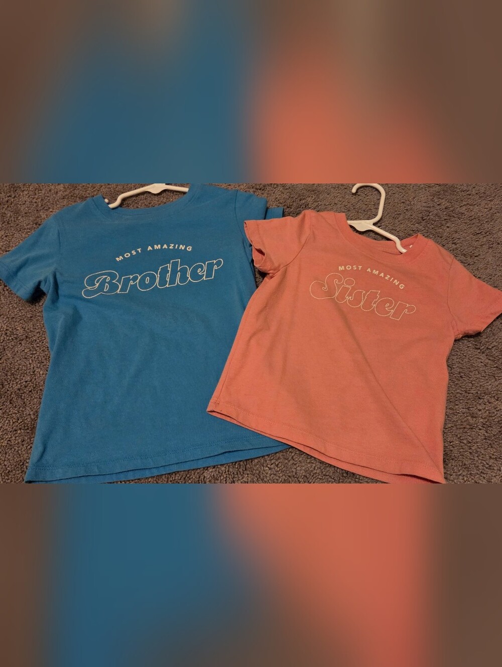 Cat & Jack Blue 'Most Amazing Brother' & Coral 'Most Amazing Sister' Tees